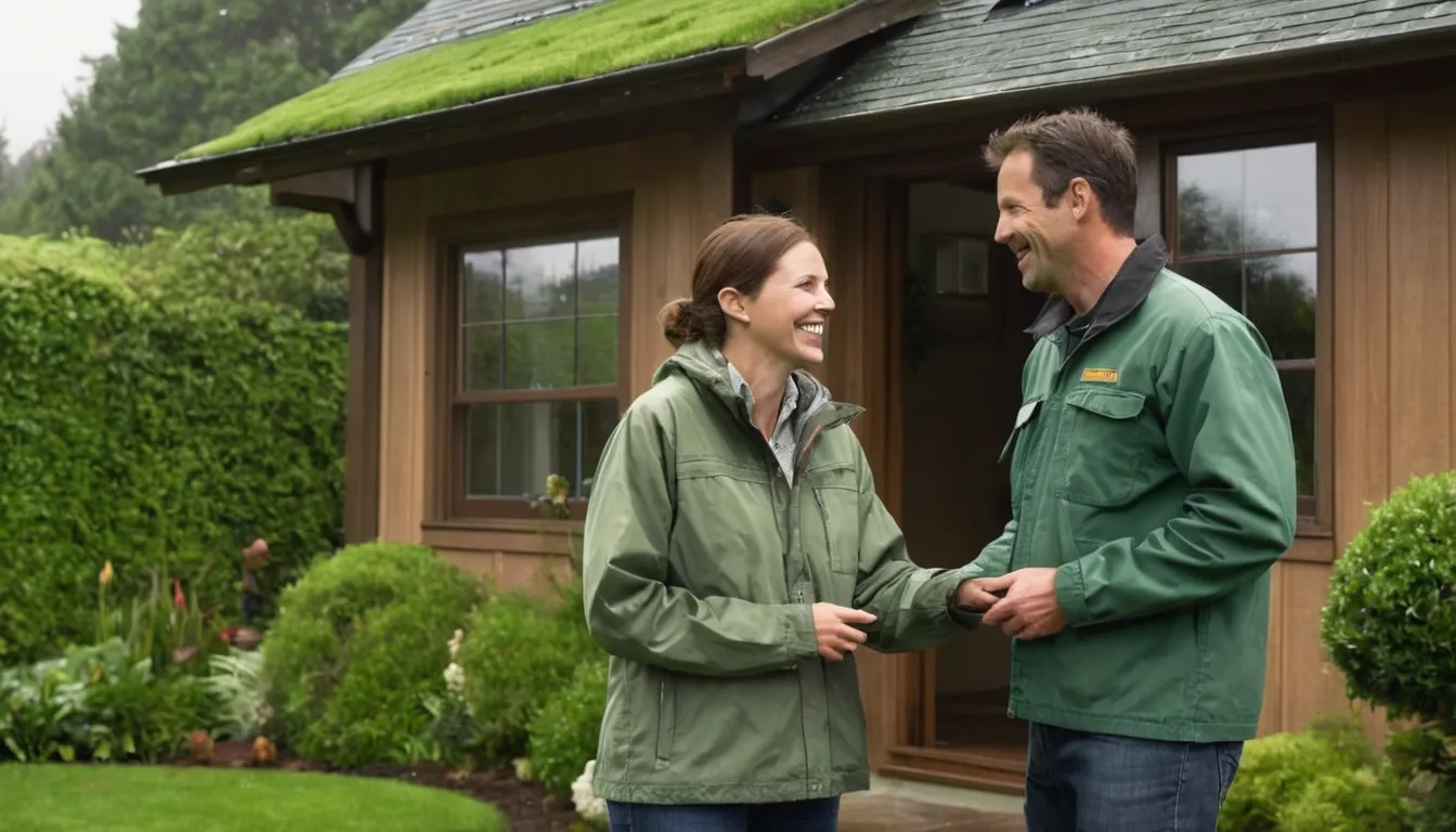 Friendly pest control provider talking with a homeowner at a front door in Vancouver