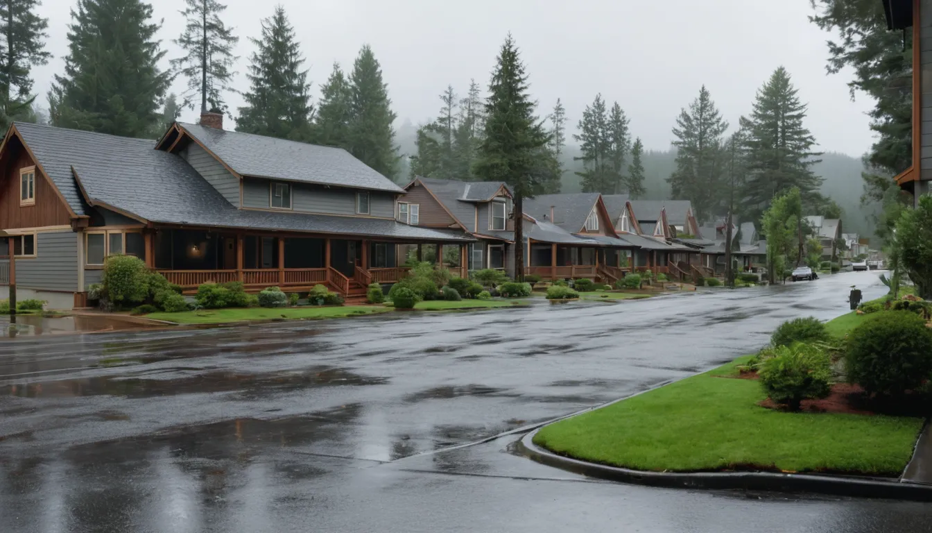 Wood-frame homes and townhomes in the Vancouver area after steady rain